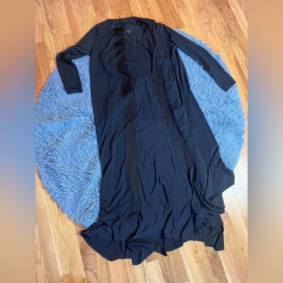 Lafayette 148 New York Navy Fluid Viscose Crepe Dress & Cardigan Set Size L - Picture 2 of 12